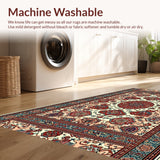 Ultra Soft Area Rug, Non Slip, Stain Resistant, Washable Area Rugs for Living Room, Bedroom, Farmhouse Checkered Jute(Red)