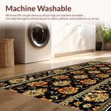 Ultra Soft Area Rug, Non Slip, Stain Resistant, Washable Area Rugs for Living Room, Bedroom, Paisley Floral Washable(Black)