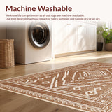 Ultra Soft Area Rug, Non Slip, Stain Resistant, Washable Area Rugs for Living Room, Bedroom, Western Aztec Non-Slip Living Room Rug(Brown)