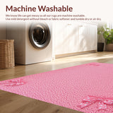 Ultra Soft Area Rug, Non Slip, Stain Resistant, Washable Area Rugs for Living Room, Bedroom, Preppy Pink Non-Slip Bathroom Decor(Pink)