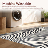 Ultra Soft Area Rug, Non Slip, Stain Resistant, Washable Area Rugs for Living Room, Bedroom, Boho Zebra Runner(Black)