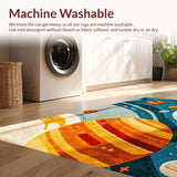 Ultra Soft Area Rug, Non Slip, Stain Resistant, Washable Area Rugs for Living Room, Bedroom, Bright Space-Themed Stain-Resistant Learning Carpet(Blue)