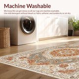Ultra Soft Area Rug, Non Slip, Stain Resistant, Washable Area Rugs for Living Room, Bedroom, Vintage Non-Slip Living Room Rug(Beige)