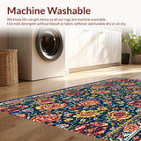 Ultra Soft Area Rug, Non Slip, Stain Resistant, Washable Area Rugs for Living Room, Bedroom, Paisley Floral Printed(Blue)