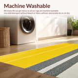 Ultra Soft Area Rug, Non Slip, Stain Resistant, Washable Area Rugs for Living Room, Bedroom, Microfiber Striped Shower(Yellow)