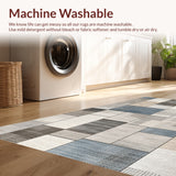 Ultra Soft Area Rug, Non Slip, Stain Resistant, Washable Area Rugs for Living Room, Bedroom, Modern Patchwork Cotton Low Pile(Gray)
