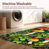 Ultra Soft Area Rug, Non Slip, Stain Resistant, Washable Area Rugs for Living Room, Bedroom, Vintage Mushroom Forest(Red)