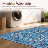 Ultra Soft Area Rug, Non Slip, Stain Resistant, Washable Area Rugs for Living Room, Bedroom, Vintage Chenille Low Pile(Blue)