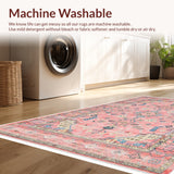 Ultra Soft Area Rug, Non Slip, Stain Resistant, Washable Area Rugs for Living Room, Bedroom, Pastel Traditional Bedroom Area Rug(Pink)