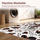 Ultra Soft Area Rug, Non Slip, Stain Resistant, Washable Area Rugs for Living Room, Bedroom, Western Cow Print Living Room Non-Slip Rug(White)