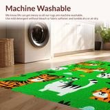 Ultra Soft Area Rug, Non Slip, Stain Resistant, Washable Area Rugs for Living Room, Bedroom, Charming Non-Slip Jungle Rug for Toddlers(Green)
