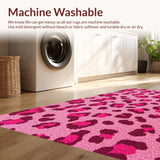 Ultra Soft Area Rug, Non Slip, Stain Resistant, Washable Area Rugs for Living Room, Bedroom, Leopard Print Washable(Pink)