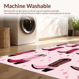 Ultra Soft Area Rug, Non Slip, Stain Resistant, Washable Area Rugs for Living Room, Bedroom, Cowboy Boots Play Mat(Pink)