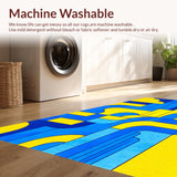 Ultra Soft Area Rug, Non Slip, Stain Resistant, Washable Area Rugs for Living Room, Bedroom, Contemporary Abstract Wool Aesthetic(Blue)