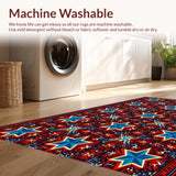 Ultra Soft Area Rug, Non Slip, Stain Resistant, Washable Area Rugs for Living Room, Bedroom, Texas Flag Pentagram Shag(Red)