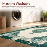 Ultra Soft Area Rug, Non Slip, Stain Resistant, Washable Area Rugs for Living Room, Bedroom, Oriental Distressed Floral(Green)