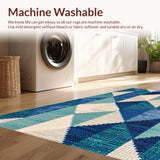 Ultra Soft Area Rug, Non Slip, Stain Resistant, Washable Area Rugs for Living Room, Bedroom, Ocean Beach Waves Polyester(Blue)