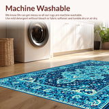 Ultra Soft Area Rug, Non Slip, Stain Resistant, Washable Area Rugs for Living Room, Bedroom, Vintage Distressed Jungle Entryway Stain-Resistant Carpet(Blue)