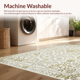 Ultra Soft Area Rug, Non Slip, Stain Resistant, Washable Area Rugs for Living Room, Bedroom, Vintage Floral Distressed Boho(Beige)