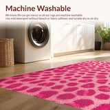 Ultra Soft Area Rug, Non Slip, Stain Resistant, Washable Area Rugs for Living Room, Bedroom, Soft Modern Leopard Print Nursery Rug(Pink)