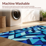 Ultra Soft Area Rug, Non Slip, Stain Resistant, Washable Area Rugs for Living Room, Bedroom, Turtle Geometric Poolside(Blue)