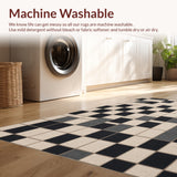 Ultra Soft Area Rug, Non Slip, Stain Resistant, Washable Area Rugs for Living Room, Bedroom, Modern Checkered Non-Slip Patio Rug(Black)