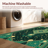 Ultra Soft Area Rug, Non Slip, Stain Resistant, Washable Area Rugs for Living Room, Bedroom, Vintage Celestial Zodiac(Green)