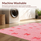 Ultra Soft Area Rug, Non Slip, Stain Resistant, Washable Area Rugs for Living Room, Bedroom, Coquette Bow Microfiber Plush(Pink)