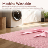 Ultra Soft Area Rug, Non Slip, Stain Resistant, Washable Area Rugs for Living Room, Bedroom, scalloped bow microfiber(Pink)