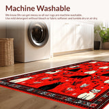 Ultra Soft Area Rug, Non Slip, Stain Resistant, Washable Area Rugs for Living Room, Bedroom, Funny Western Cat(Red)