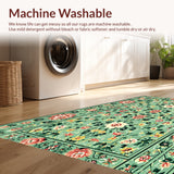 Ultra Soft Area Rug, Non Slip, Stain Resistant, Washable Area Rugs for Living Room, Bedroom, Non-Slip Boho Floral Reading Nook(Green)