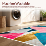 Ultra Soft Area Rug, Non Slip, Stain Resistant, Washable Area Rugs for Living Room, Bedroom, Abstract Geo Pattern(Red)