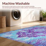 Ultra Soft Area Rug, Non Slip, Stain Resistant, Washable Area Rugs for Living Room, Bedroom, Boho Chic Distressed Area Rug(Blue)