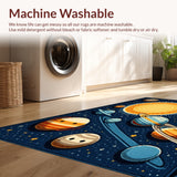 Ultra Soft Area Rug, Non Slip, Stain Resistant, Washable Area Rugs for Living Room, Bedroom, Colorful Solar System Educational Kids Bedroom Rug(Blue)
