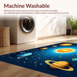 Ultra Soft Area Rug, Non Slip, Stain Resistant, Washable Area Rugs for Living Room, Bedroom, Outer Space Boys Bedroom Vibrant Planet Theme Rug(Blue)