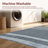 Ultra Soft Area Rug, Non Slip, Stain Resistant, Washable Area Rugs for Living Room, Bedroom, Waterproof Black & White Patio Decor(Blue)
