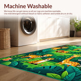 Ultra Soft Area Rug, Non Slip, Stain Resistant, Washable Area Rugs for Living Room, Bedroom, Jungle Animals Nursery Rug(Green)