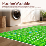 Ultra Soft Area Rug, Non Slip, Stain Resistant, Washable Area Rugs for Living Room, Bedroom, Non-Slip City Map Playroom Rug(Green)