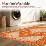 Ultra Soft Area Rug, Non Slip, Stain Resistant, Washable Area Rugs for Living Room, Bedroom, Boho Low Pile(Orange)