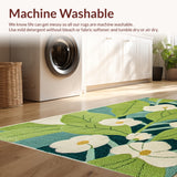 Ultra Soft Area Rug, Non Slip, Stain Resistant, Washable Area Rugs for Living Room, Bedroom, Floral Shaggy Microfiber Boho(Green)