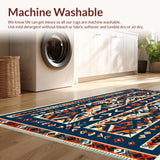 Ultra Soft Area Rug, Non Slip, Stain Resistant, Washable Area Rugs for Living Room, Bedroom, Boho Geometric Soft Dining Room Rug(Blue)