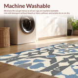 Ultra Soft Area Rug, Non Slip, Stain Resistant, Washable Area Rugs for Living Room, Bedroom, Coastal Nautical Stripe(Beige)