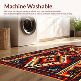 Ultra Soft Area Rug, Non Slip, Stain Resistant, Washable Area Rugs for Living Room, Bedroom, Aztec Western Print(Red)