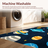 Ultra Soft Area Rug, Non Slip, Stain Resistant, Washable Area Rugs for Living Room, Bedroom, Plush Outer Space Area Rug with Planets Design(Blue)