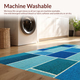 Ultra Soft Area Rug, Non Slip, Stain Resistant, Washable Area Rugs for Living Room, Bedroom, Farmhouse Striped Jute(Blue)