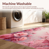 Ultra Soft Area Rug, Non Slip, Stain Resistant, Washable Area Rugs for Living Room, Bedroom, Floral Coquette Doom Decor(Pink)