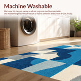 Ultra Soft Area Rug, Non Slip, Stain Resistant, Washable Area Rugs for Living Room, Bedroom, Earth Moon Print Round(Blue)