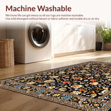 Ultra Soft Area Rug, Non Slip, Stain Resistant, Washable Area Rugs for Living Room, Bedroom, Traditional Floral Entryway Non-Shedding Rug(Black)