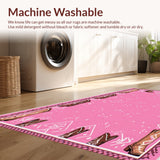 Ultra Soft Area Rug, Non Slip, Stain Resistant, Washable Area Rugs for Living Room, Bedroom, Cowgirl Themed Kitchen Decor Door Mat(Pink)