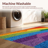 Ultra Soft Area Rug, Non Slip, Stain Resistant, Washable Area Rugs for Living Room, Bedroom, Fluffy Rainbow Unicorn Shaggy(Red)